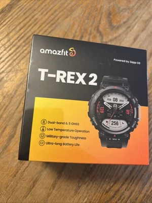 AMAZFIT T-REX 2 SMARTWATCH GPS EMBER BLACK BRAND NEW SEALED - Image 1 of 2