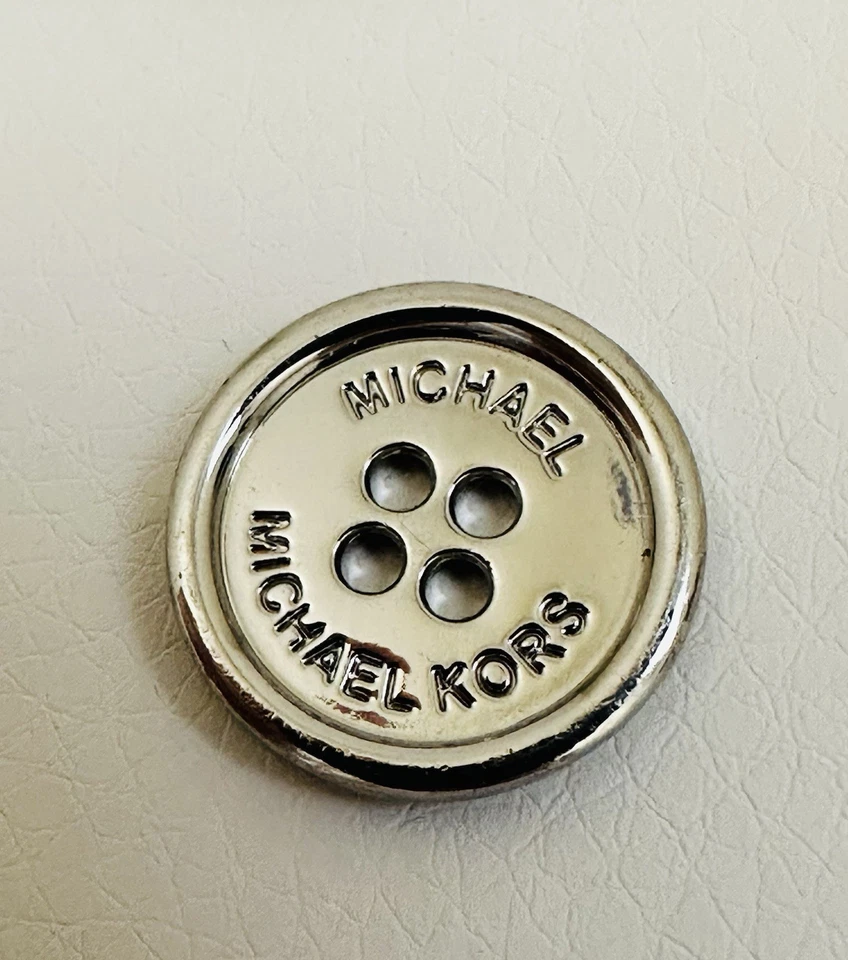 Michael Kors Replacement button Silver tone metal round 4-hole signature - Image 1 of 4
