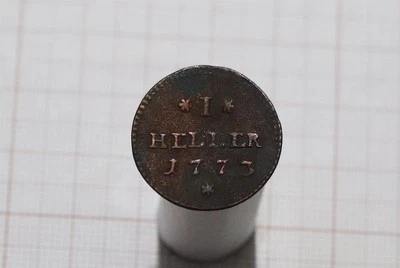🧭 🇩🇪 GERMANY FRANKFURT 1 HELLER 1773 B86 #4529 - Image 1 of 3