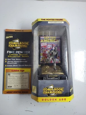 Comic Book Champions Fine Pewter Figure Captain America 1996 - NEW w Box Wear - Image 1 of 4