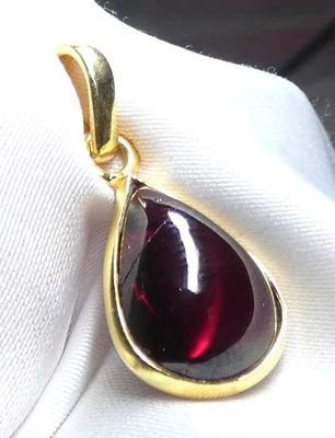 💗 Granat Anhänger 925 Silber vergoldet • tiefrot & elegant • Tropfen Unikat 💗 - Bild 1 von 4