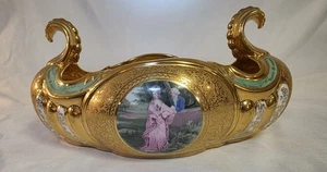 Le Mieux China Swan Necked Centerpiece Bowl 24kGold Plated Vintage - Picture 1 of 9