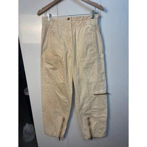BDG gelb creme Paperbag Taille Cargohose kleine Reißverschlüsse am Knöchel - Bild 1 von 12