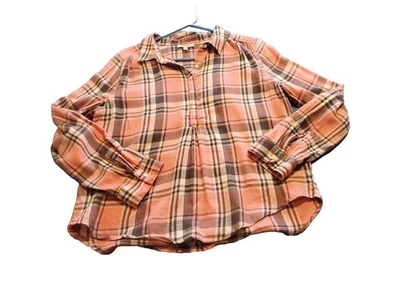 Bongo Niñas XL Top a Cuadros Pullover Ligero 1/2 Botón Manga Larga Causal Foto 1 de 4