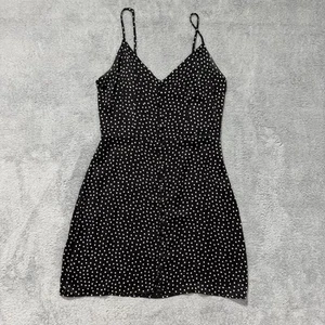 Abito Abercrombie & Fitch donna M nero raso elasticizzato slip pois leggi - Foto 1 di 19