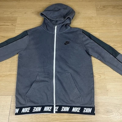 Nike Grey Hoodie Zip Up XL Youth (158–170cm) / Adult S Logo Waistband & Swoosh - Image 1 of 4