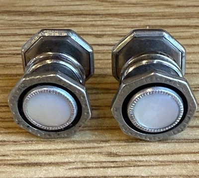 Vintage Snap Link Cufflinks Silver Tone with Mother of Pearl & Black Enemal. - Image 1 of 4