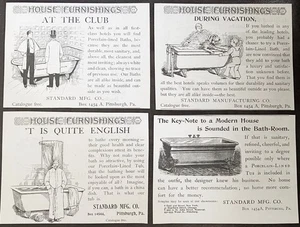 Bañera forrada de porcelana ESTÁNDAR de colección c1890s era victoriana anuncios impresos ~ arte de baño - Imagen 1 de 5