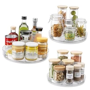 3 Pack Lazy Susan Organizer, Clear Lazy Susan Turntable for Cabinet Rotating - Picture 1 of 8