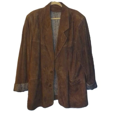 Vintage Vera Pelle Mens Brown Suede Jacket Blazer READ - Image 1 of 4