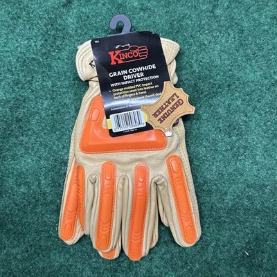 Luvas de motorista de couro bovino grão Kinco novas com etiquetas com proteção contra impacto MÉDIA - Imagem 1 de 4