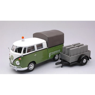 VW T2 PICK UP ROAD MAINTENANCE TRAILER GREEN/WHITE 1:24 Motormax Veicoli Commerc - Immagine 1 di 2