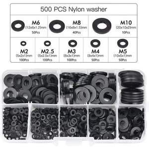 Washers Set Flat Washers Plastic Thick Black Connection Flat Sealing M2-M10 - Afbeelding 1 van 12