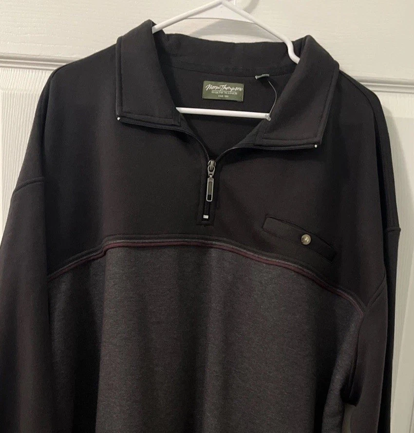 Sudadera Pullover Norm Thompson Para Hombre 1/4 Cremallera Negra/Gris Oscuro XXL Foto 1 de 4