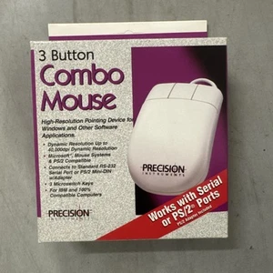 Precision Instruments Vintage Three Button PS/2 Windows Mouse 40 000 Optical Rez - Picture 1 of 2