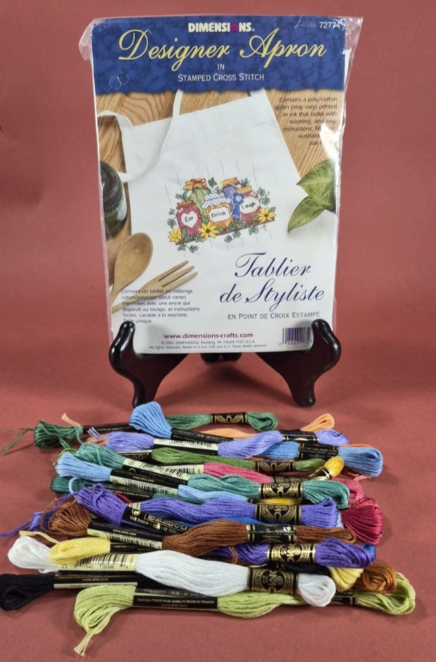 Dimensions Designer Apron Canning Jars 72774 20 DMC NIP Stamped Cross Stitch - Image 1 of 4