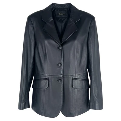 NEW Croft & Barrow Black Lambskin Leather Blazer Jacket 3 Buttons Women Size M - Image 1 of 4