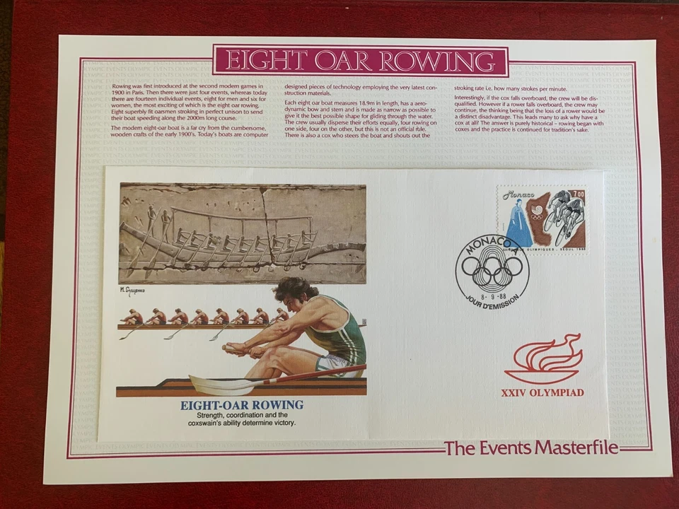 MONACO 1988 FDC OLYMPIC GAMES OLYMPIAD EIGHT OAR ROWING SKULLS — 第 1/1 张图片