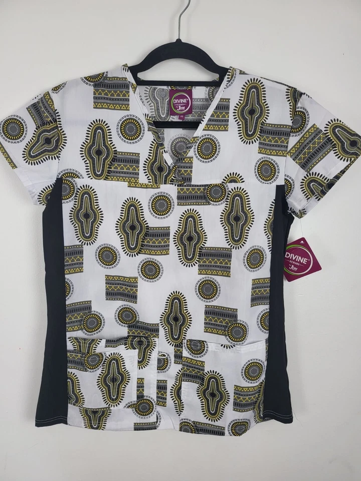 Divine Scrubs By JDM Uniform Scrub Top Xs Womens V Neck Short Sleeve NWT - Image 1 of 4