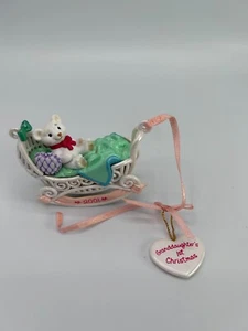 Vintage 2001 AGC Inc Teddy Bear Baby Granddaughter's 1st Christmas Tree Ornament - Picture 1 of 7