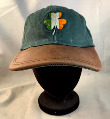 Aussie Caps Adjustable One-Size Leather Bill Shamrock Embroidered Hat - Image 1 of 4