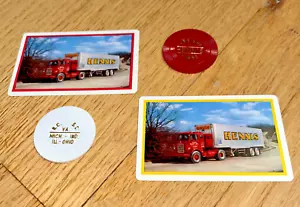 HENNIS FREIGHT LINES VINTAGE - 2 carte / 2 chip poker - Foto 1 di 9