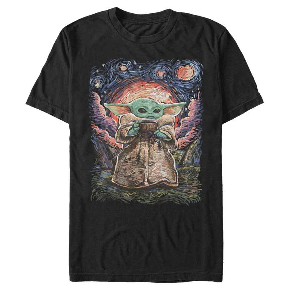 Star Wars Baby Yoda Starry Night Expressionism Graphic T Shirt Size 2xl 50/52