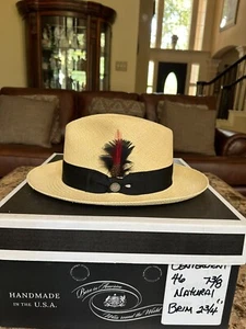 Stetson Centerdent 46 Panama Straw Natural 7 3/8 Great Fedora! - Picture 1 of 7