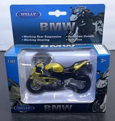 BMW S1000RS Gold Welly 1/18 Scale Motorcycle - Image 1 of 4