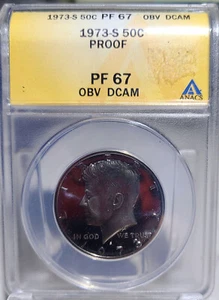 1973 S Kennedy Half Dollar ANACS PF 67 OBV DCAM - Picture 1 of 2