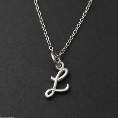 Tiny Initial Letter L Necklace - 925 Sterling Silver - Name L Letters Charm  - Image 1 of 3