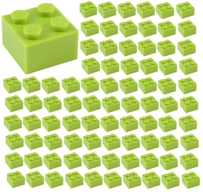 ☀️100x NEW LEGO 2x2 LIME GREEN Bricks (ID 3003) BULK Parts Grass City Building - Image 1 of 2