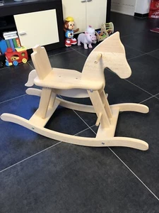 Holz Schaukelpferd mit Ring abnehmbar vollmassiv Buche unbehandelt - Bild 1 von 5
