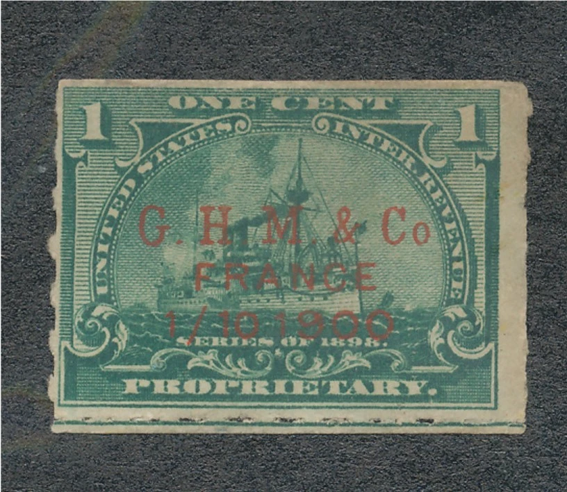RB-24   G.H.M.&.Co.  France  1/10-1900   in red....RARE................. 160470 - Image 1 of 1