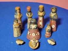 Vintage Mexican Tonala Ceramic Pottery Nativity 11 Piece Set