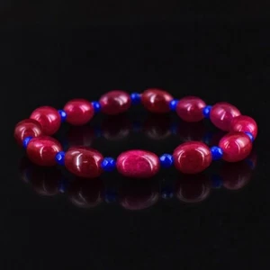 Pink Ruby & Blue Onyx 94.00 Cts Beautiful Beaded Stretchable Bracelet VK 34 E579 - Picture 1 of 2