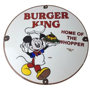 Vintage Burger King Porzellan - Fast Food Burger Diner Drive Thru Zapfsäule Schild - Bild 1 von 15