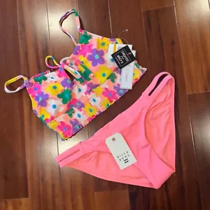 New NWT Billabong Salt + Cove Bikini Set Two Piece Swim Floral Pink Small Medium - Picture 1 of 6