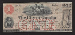Omaha City, Nebraska Territory, 1,00 $,1857 veraltete Banknote, The City of Omaha - Bild 1 von 2