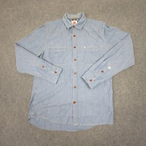 Quiksilver Shirt Mens SMALL Blue Chambray Long Sleeve Button Up collared Size S - Picture 1 of 9
