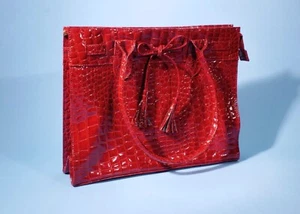 Bolso de mano efecto cocodrilo rojo * Nuevo con bolsa antipolvo - Imagen 1 de 14
