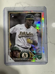 2023 Topps Cromo Logofractor ESTEURY RUIZ Refractor Tarjeta de Novato Atletismo de radiocontrol - Imagen 1 de 2