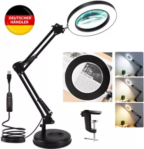 2-in-1 Lupe mit Licht + Ständer 10X Lupenleucht Dimmbare LED Schreibtischlampe - Bild 1 von 12
