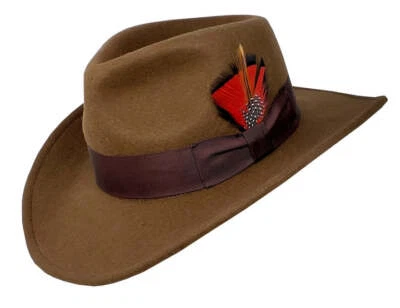 Different Touch Indiana Jones Outback Cowboy Crushable Wool Fedora Hat - Image 1 of 2