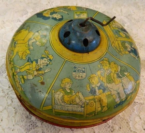 Vintage J. Chein Tin Wind Up Music Nursery Rhyme Carousel - Clunky Music Sound - Picture 1 of 7