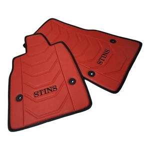 2021 - 2024 Chevrolet Corvette C8 Stingray Floor Mat Red Eco Leather Custom Logo - Picture 1 of 17