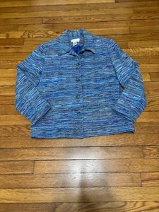 Coldwater Creek Women's Jacket Size Small Blue Colorful Striped Woven Poly Rayon - Picture 1 of 5