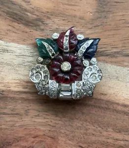 Abito Vintage 1940 Trifari Alfred Tutti Frutti Art Decò Floreale Clip Marcato "PAT" - Foto 1 di 11