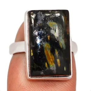 Natürlicher seltener Nuummit mit magnetischem Pyrrhotit 925 Silber Ring Gr.6 CR69428 - Bild 1 von 1