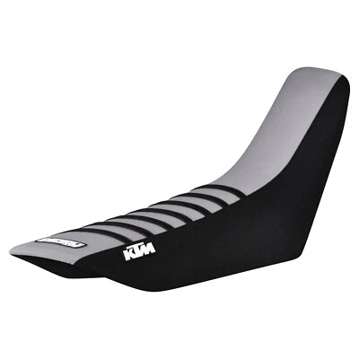 Cubierta de asiento KTM 350 400 620 EGS SC EXC 1994-1997 NEGRO/PLATEADO/NEGRO #432 LOGOTIPO Foto 1 de 4